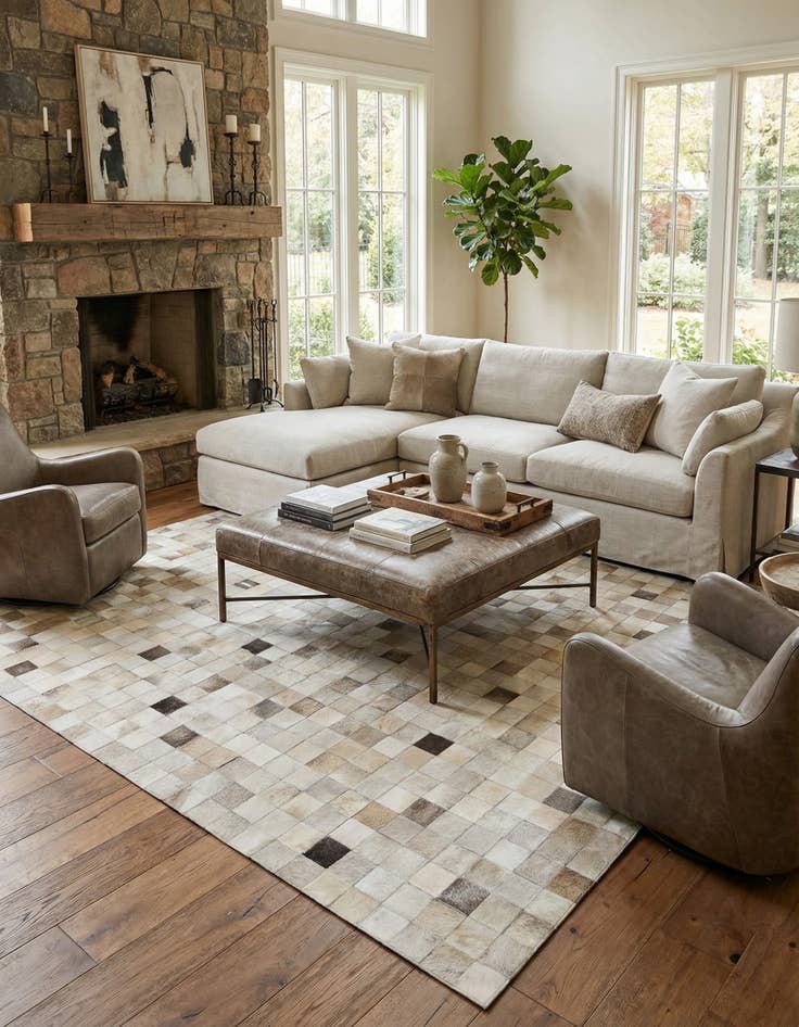 Detail image of 8' x 9' 10 Cowhide Stocks Rug