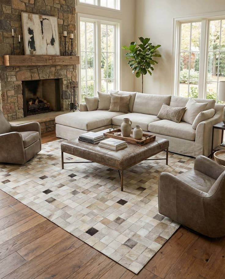 Detail image of 8' x 9' 10 Cowhide Stocks Rug