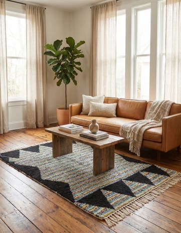 5' 5 x 8' 4 Hand Knotted Moroccan Wool Rug