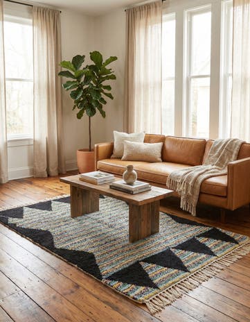 5' 5 x 8' 4 Hand Knotted Moroccan Wool Rug