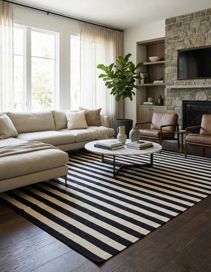 Detail image of 6' 10 x 9' 9  Hand Woven Kilim Modern Wool Rug