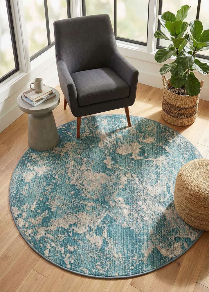 4' x 4' Easy-Clean Modern Indoor / Outdoor Round Rug