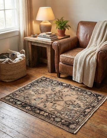 3' 3 x 3' 10 Hand Knotted Ultra Vintage Persian Wool Rug