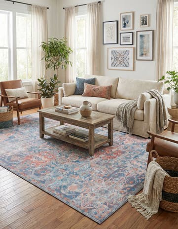 Blue Washable Timeless Rug