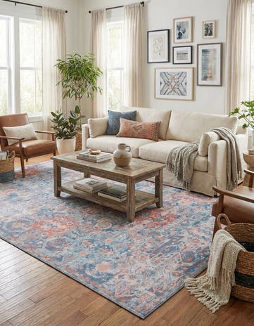 Blue Washable Timeless Rug