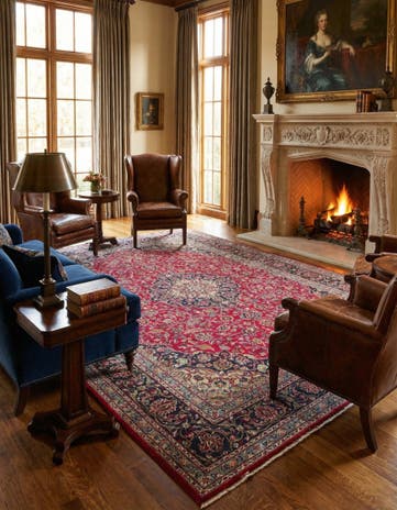 10' x 12' 8 Hand Knotted Mashad Persian Wool Rug