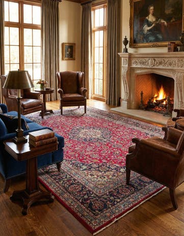 10' x 12' 8 Hand Knotted Mashad Persian Wool Rug