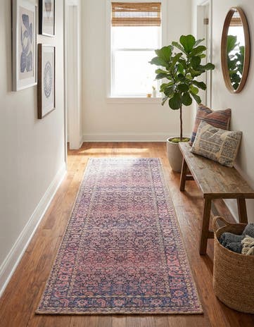 Navy Blue Washable Timeless Runner Rug