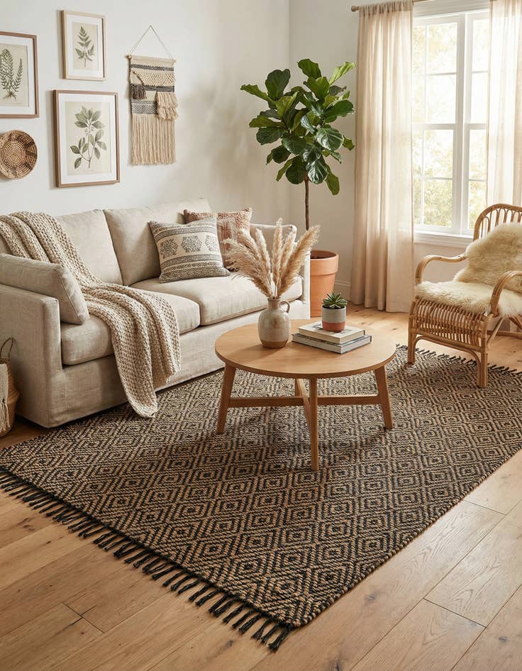 Detail image of  5' 1 x 8'  Hand Woven Braided Jute Rug