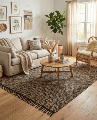  5' 1 x 8'  Hand Woven Braided Jute Rug