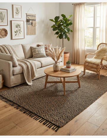 Black Hand Woven Braided Jute Rug