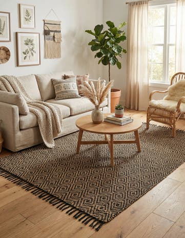 5' 1 x 8' Hand Woven Braided Jute Rug