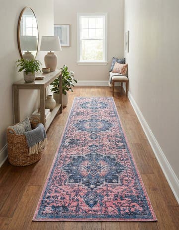 Salmon Pink Washable Renaissance Runner Rug