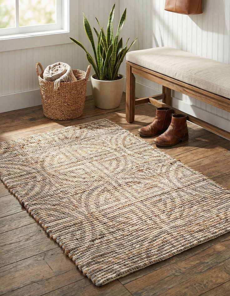 Detail image of 2' x 3' 1  Hand Woven Chenille Jute Rug