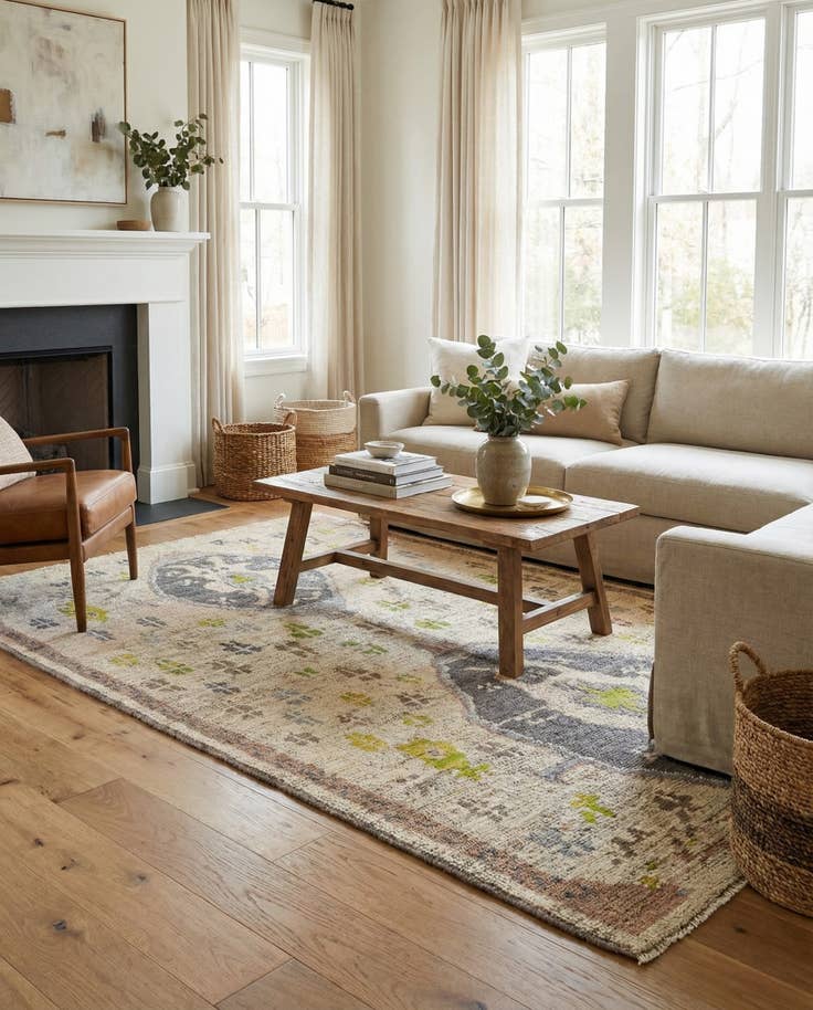 Detail image of 6' 2 x 9' 10 Hand Knotted Oushak Wool Rug