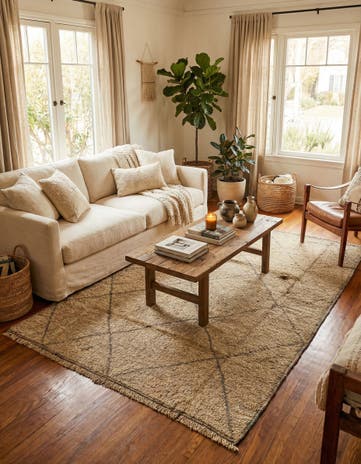 6' x 9' 2 Hand Knotted Moroccan Wool Rug