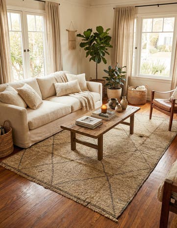 6' x 9' 2 Hand Knotted Moroccan Wool Rug