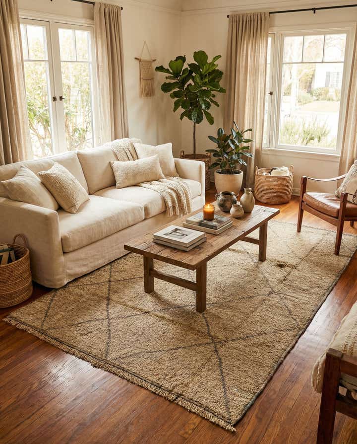 6' x 9' 2 Hand Knotted Moroccan Wool Rug