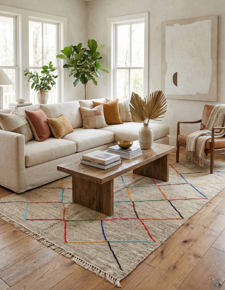 Detail image of 5' x 8'  Hand Knotted Moroccan Wool Rug