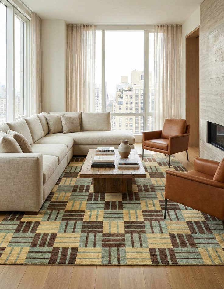 Detail image of  8' x 9' 7  Hand Knotted Modern Ziegler Rug