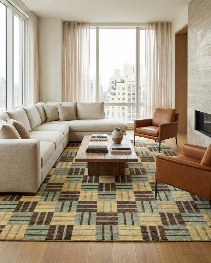 Detail image of 8' x 9' 7 Hand Knotted Modern Ziegler Rug