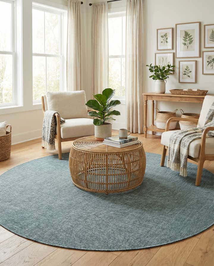 10' x 10' Easy-Clean Solid Indoor / Outdoor Round Rug