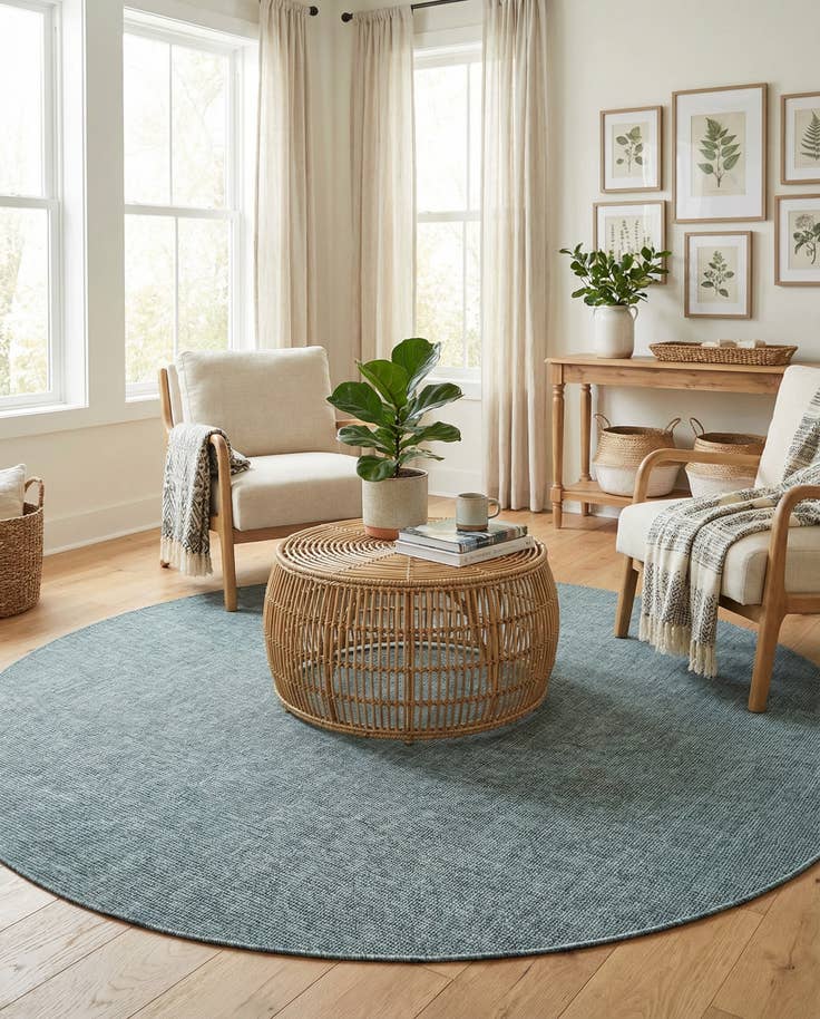 Detail image of 10' x 10' Easy-Clean Solid Indoor / Outdoor Round Rug