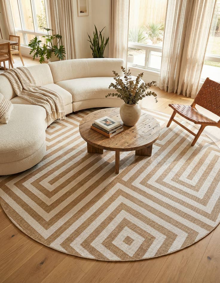 Detail image of 12' x 12'  Washable Modern Indoor / Outdoor Round Rug