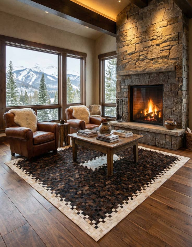 Detail image of 8' x 9' 10 Cowhide Stocks Rug