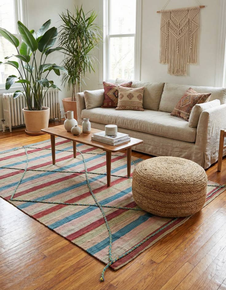 Detail image of  5' 7 x 7' 6  Hand Knotted Moroccan Wool Rug