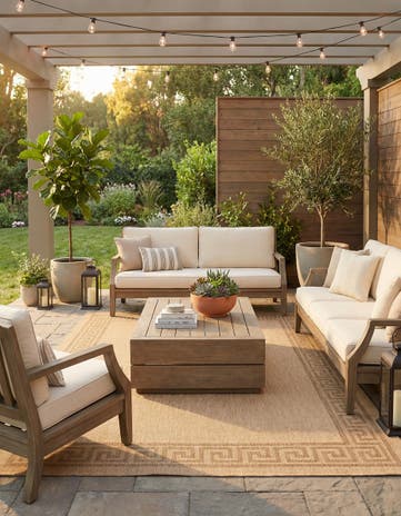 9' x 12' 2 Easy-Clean Border Indoor / Outdoor Rug