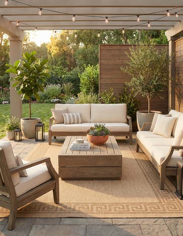 9' x 12' 2 Easy-Clean Border Indoor / Outdoor Rug