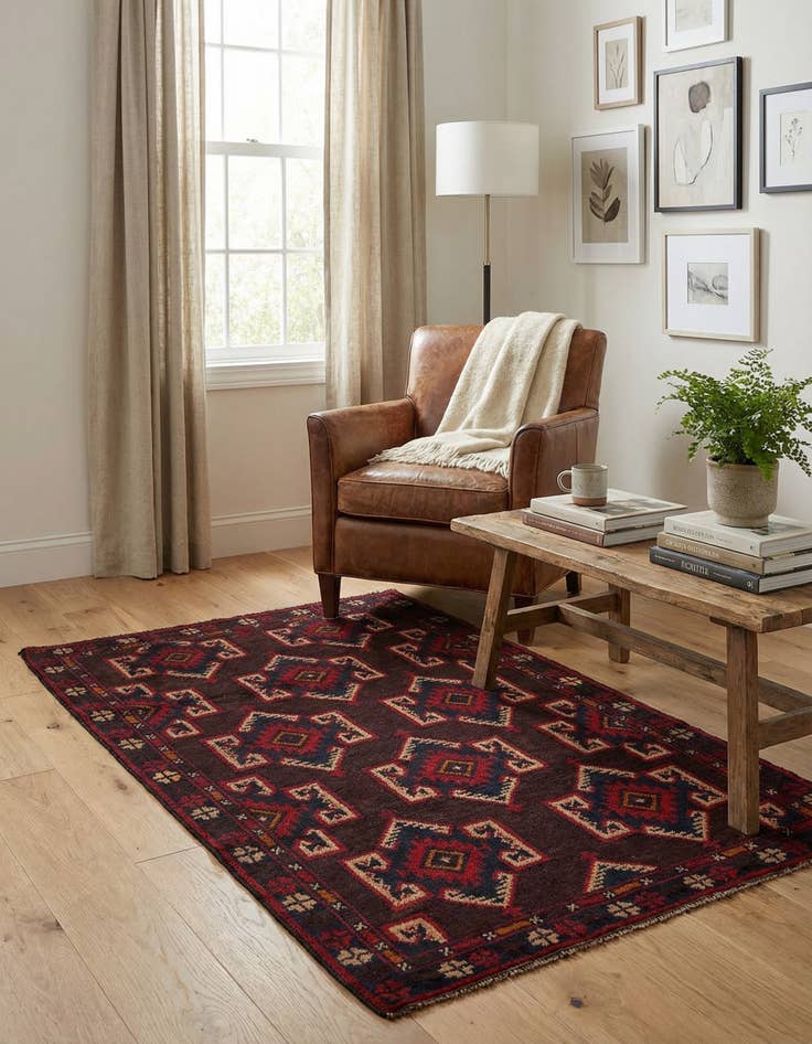 Detail image of 2' 9 x 4' 7  Hand Knotted Balouch Persian Wool Rug