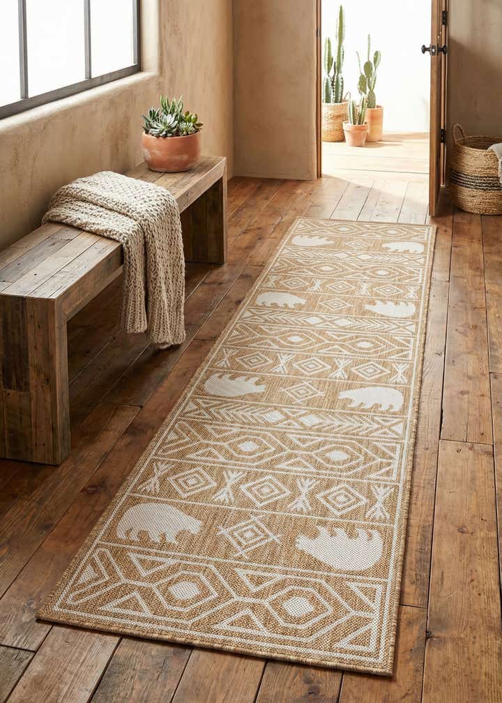 2' x 8' Easy-Clean Southwestern Indoor / Outdoor Runner Rug