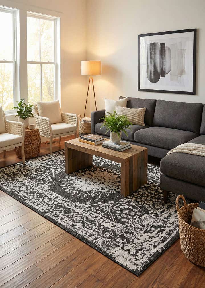 6' x 9' Easy-Clean Traditional Indoor / Outdoor Rug