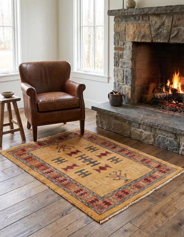 3' 5 x 5' 1 Hand Knotted Ziegler Wool Rug
