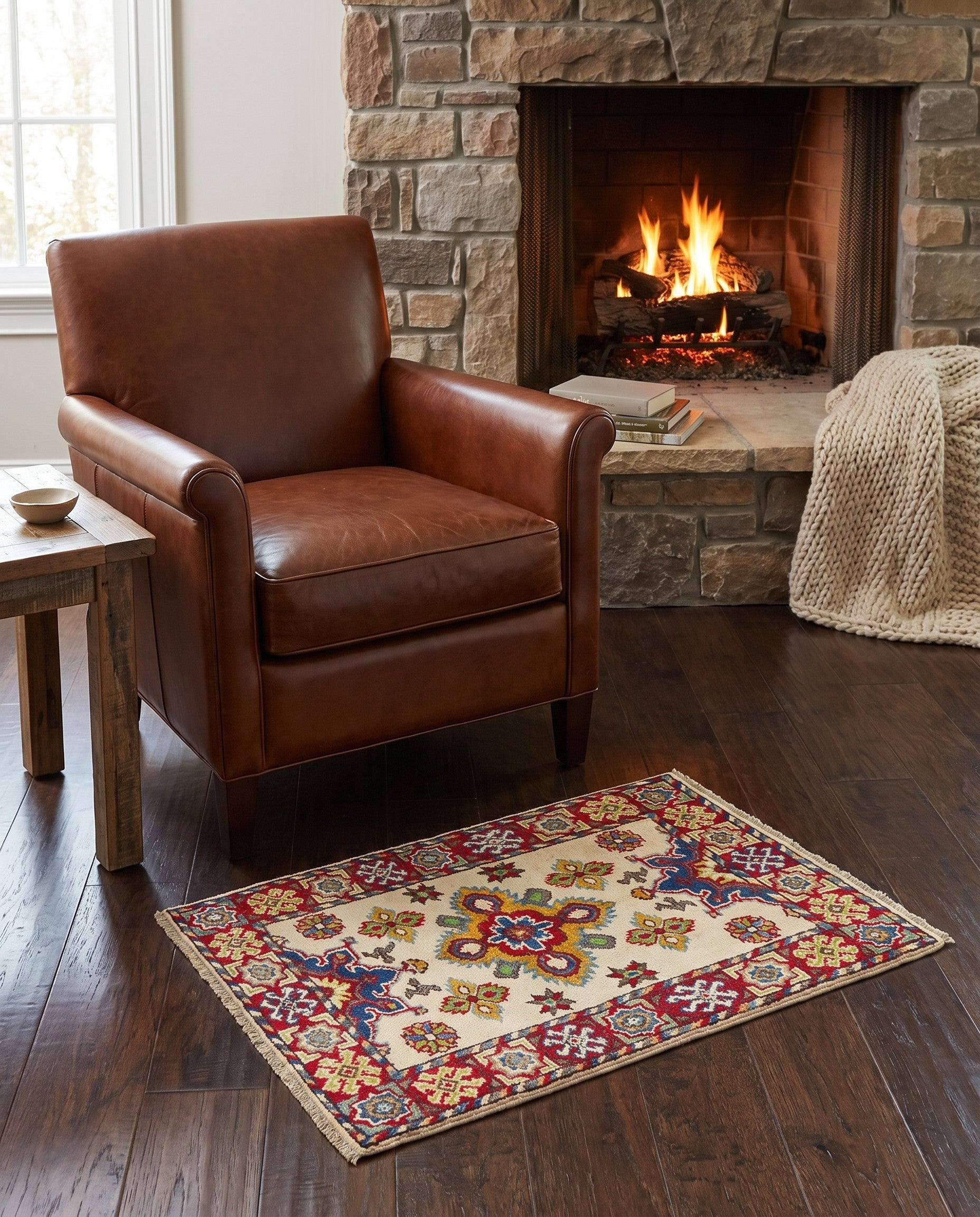 1' 11 x 3' Hand Knotted Kazak Rug