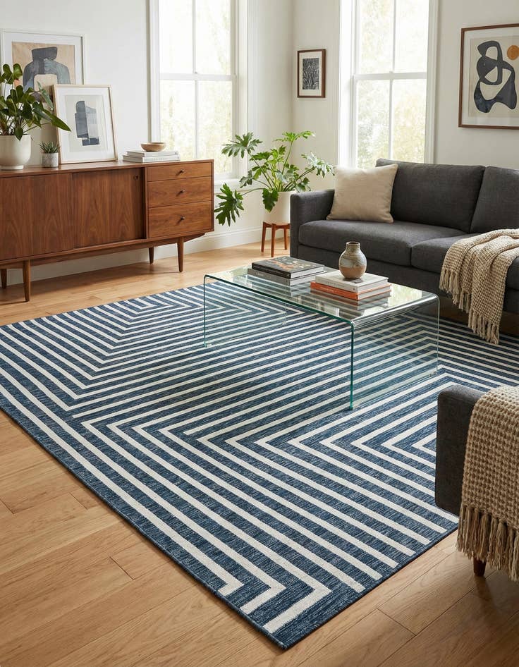 Detail image of 10' x 10'  Washable Modern Indoor / Outdoor Square Rug