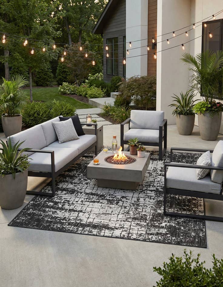 Detail image of 7' 10 x 10' Easy-Clean Modern Indoor / Outdoor Rug
