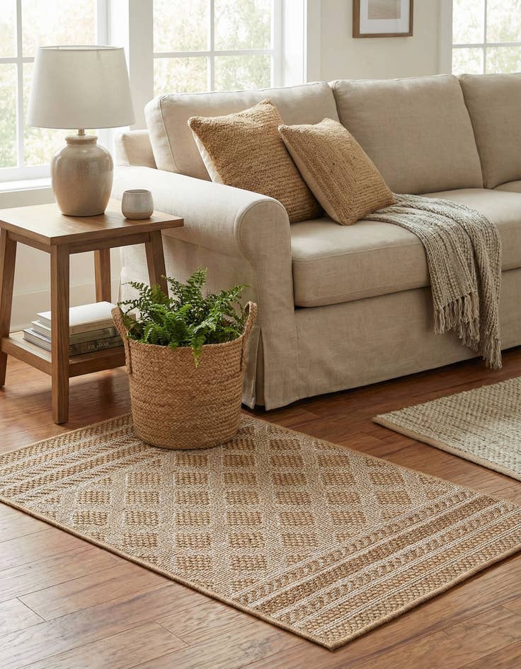 Detail image of  2' x 3' 1  Washable Lattice Indoor / Outdoor Rug