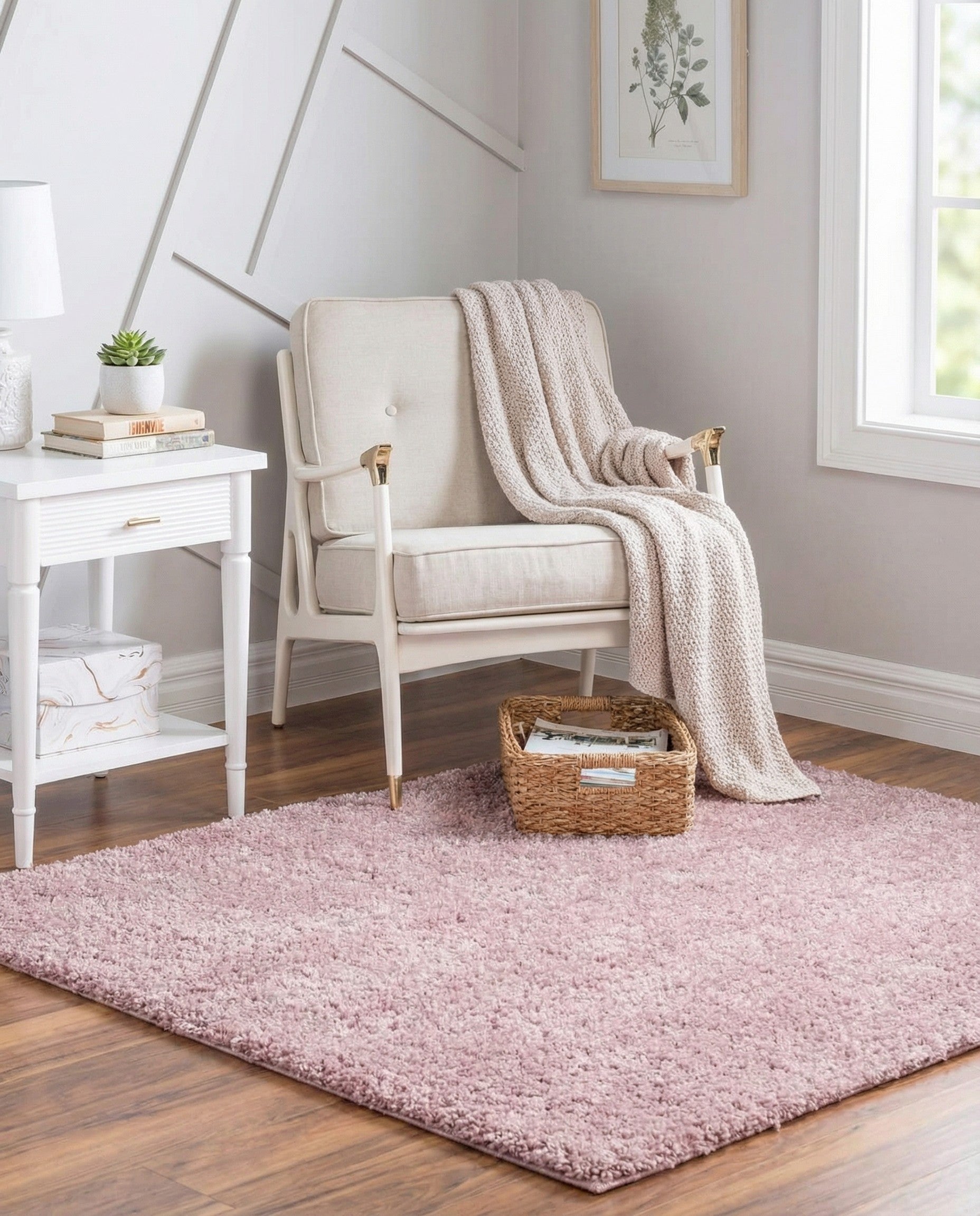  4' x 4' Soft Solid Shag Square Rug