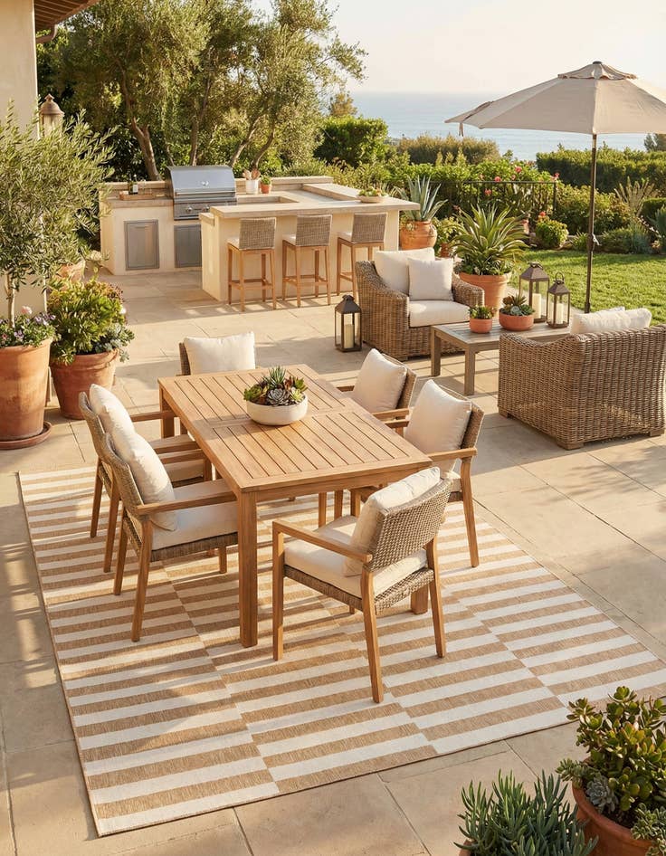 Detail image of 10' x 14'  Washable Striped Indoor / Outdoor Rug