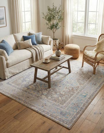 Cream Washable Timeless Square Rug