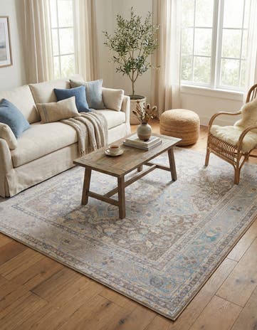Cream Washable Timeless Square Rug