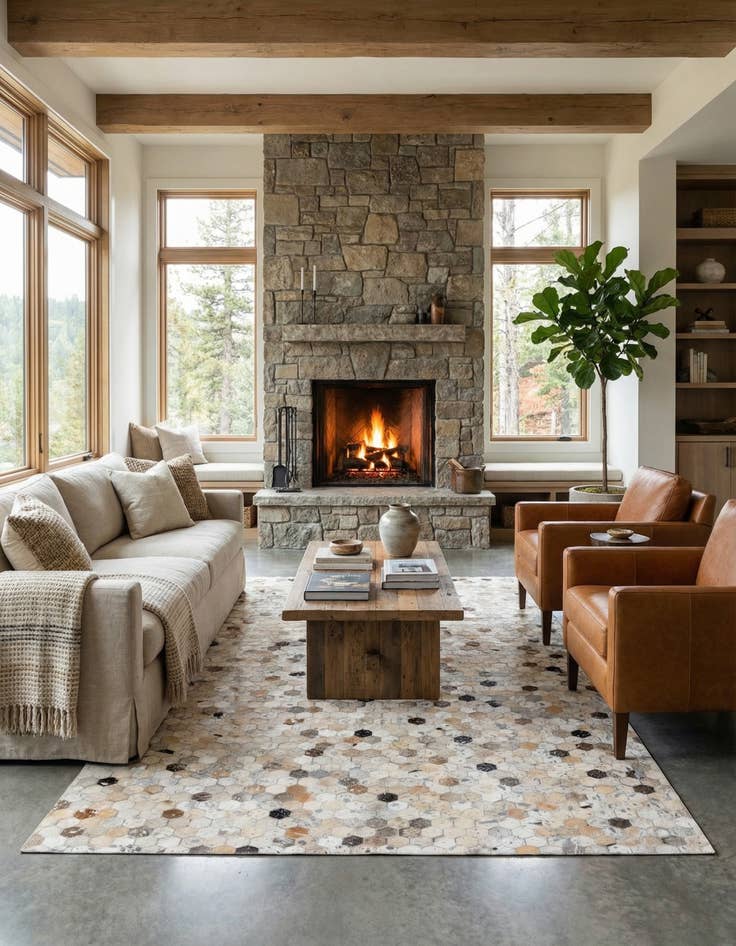 Detail image of 5' 1 x 7' 11 Cowhide Stocks Rug