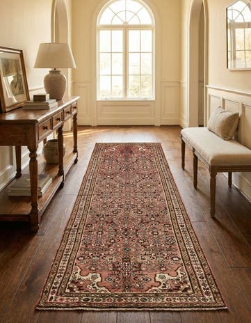 3' 6 x 10' 2 Hand Knotted Hossainabad Persian Wool Runner Rug