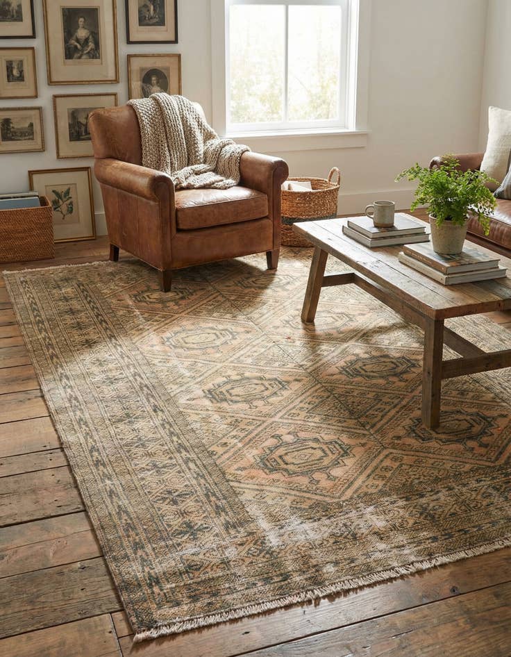 Detail image of 4' 1 x 5' Hand Knotted Ultra Vintage Persian Wool Rug