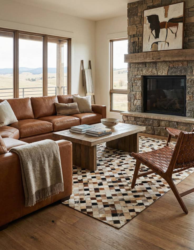 Detail image of 5' 1 x 7' 11 Cowhide Stocks Rug