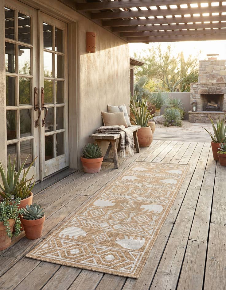 Detail image of 2' x 4'  Washable Southwestern Indoor / Outdoor Runner Rug