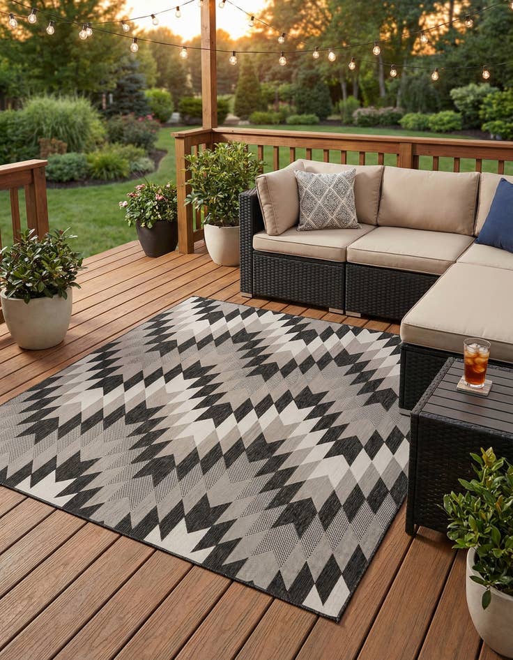 Detail image of 10' x 10'  Washable Modern Indoor / Outdoor Square Rug